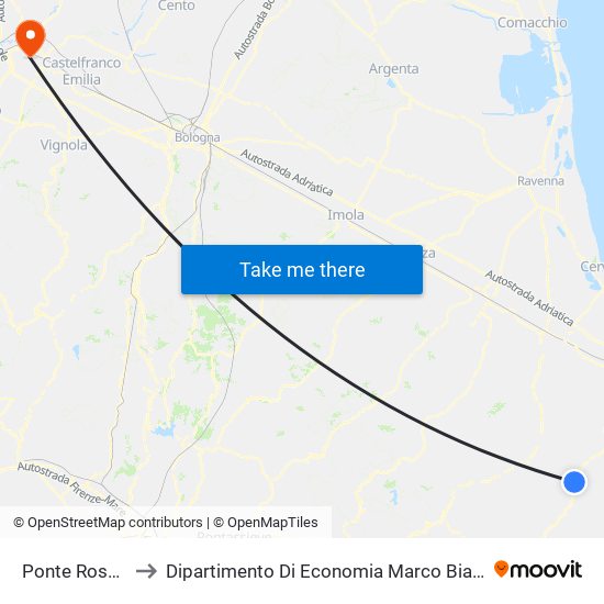 Ponte Rosso to Dipartimento Di Economia Marco Biagi map