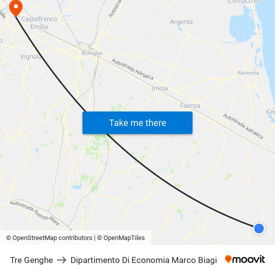 Tre Genghe to Dipartimento Di Economia Marco Biagi map