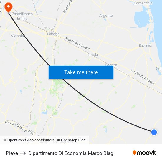 Pieve to Dipartimento Di Economia Marco Biagi map