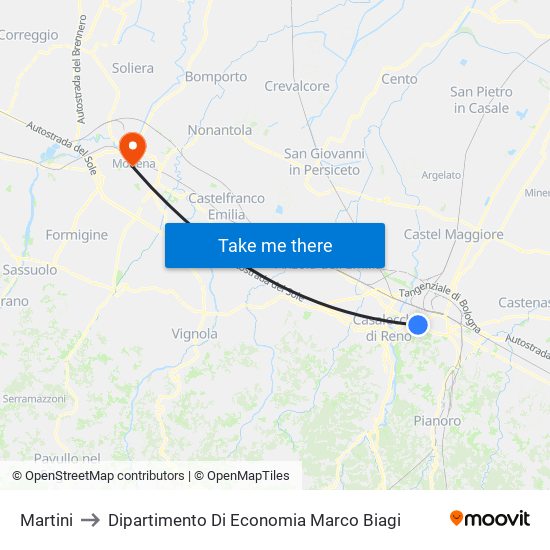 Martini to Dipartimento Di Economia Marco Biagi map