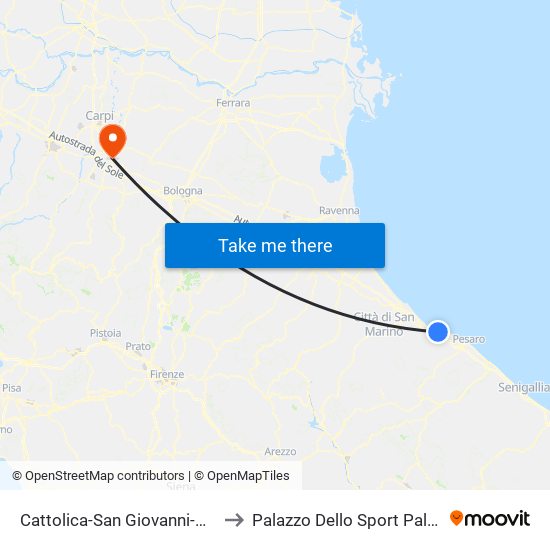 Cattolica-San Giovanni-Gabicce to Palazzo Dello Sport Palapanini map