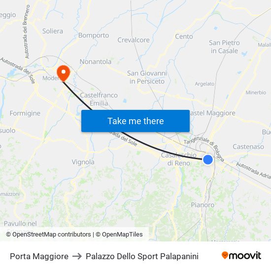 Porta Maggiore to Palazzo Dello Sport Palapanini map