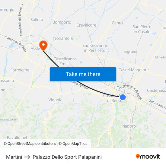 Martini to Palazzo Dello Sport Palapanini map