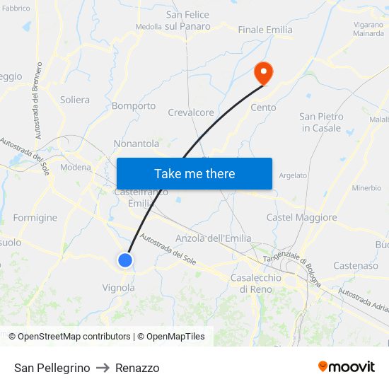 San Pellegrino to Renazzo map