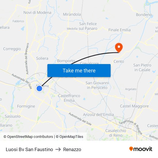 Luosi Bv San Faustino to Renazzo map
