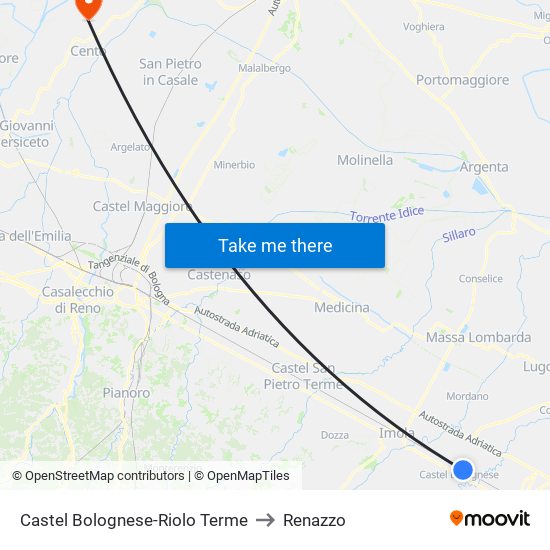 Castel Bolognese-Riolo Terme to Renazzo map