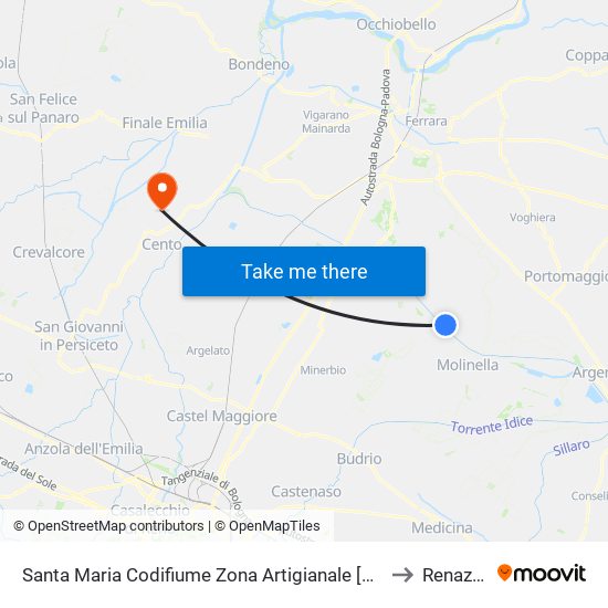 Santa Maria Codifiume Zona Artigianale [A70] to Renazzo map