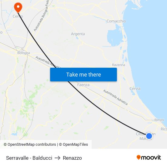 Serravalle - Balducci to Renazzo map