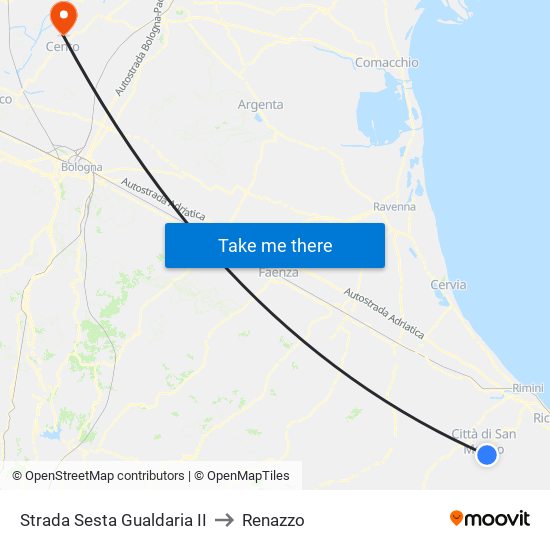 Strada Sesta Gualdaria II to Renazzo map
