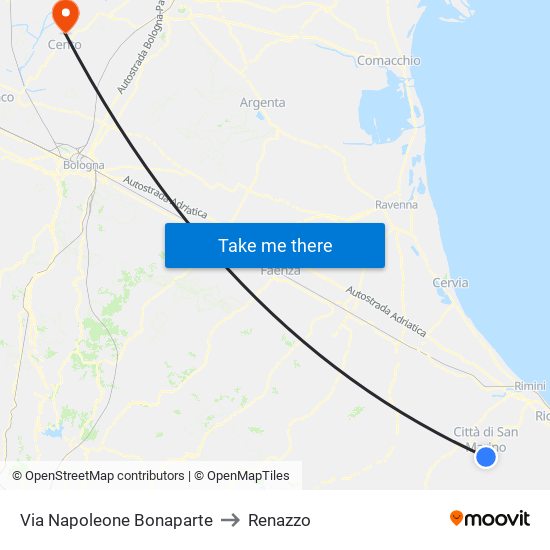 Via Napoleone Bonaparte to Renazzo map