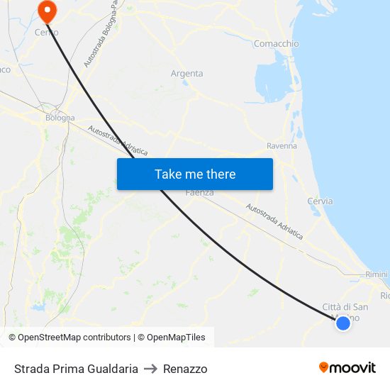 Strada Prima Gualdaria to Renazzo map