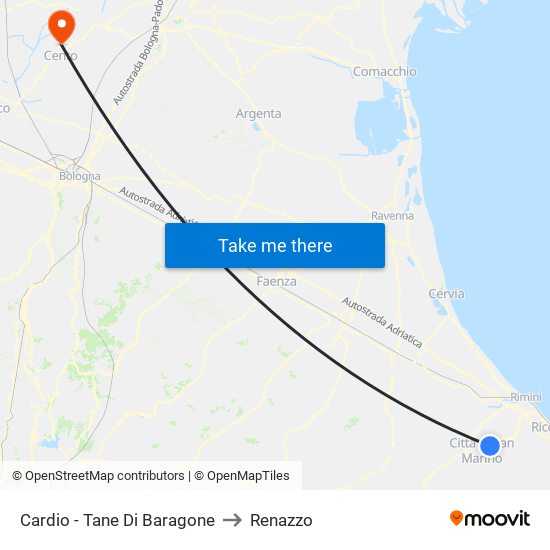 Cardio - Tane Di Baragone to Renazzo map