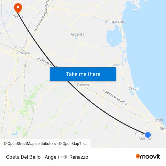 Costa Del Bello - Angeli to Renazzo map