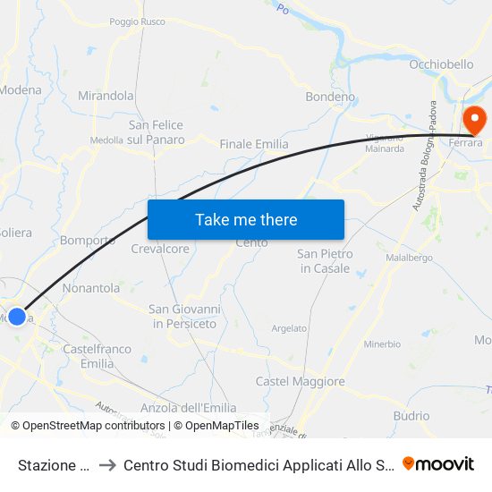 Stazione FS to Centro Studi Biomedici Applicati Allo Sport map
