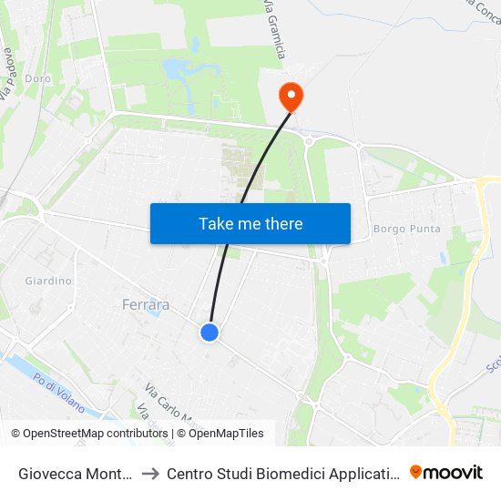 Giovecca Montebello to Centro Studi Biomedici Applicati Allo Sport map