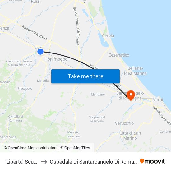 Liberta'-Scuole to Ospedale Di Santarcangelo Di Romagna map
