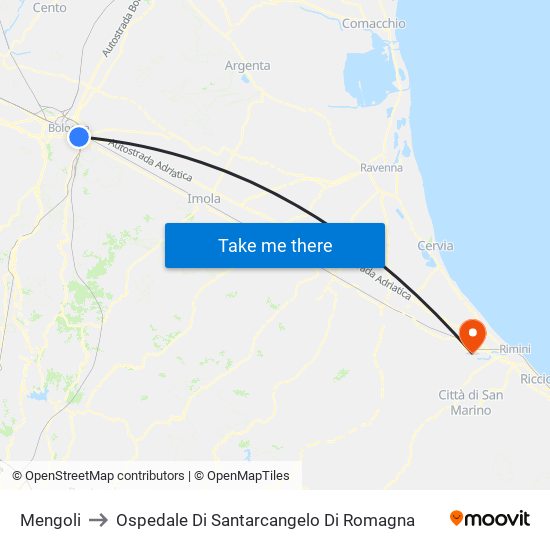 Mengoli to Ospedale Di Santarcangelo Di Romagna map