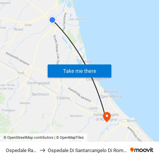 Ospedale Randi to Ospedale Di Santarcangelo Di Romagna map