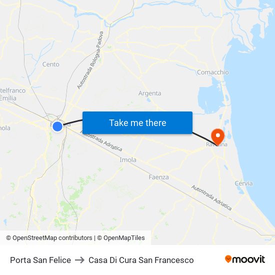 Porta San Felice to Casa Di Cura San Francesco map