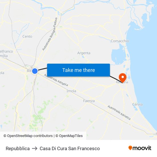 Repubblica to Casa Di Cura San Francesco map