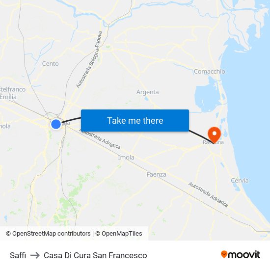 Saffi to Casa Di Cura San Francesco map