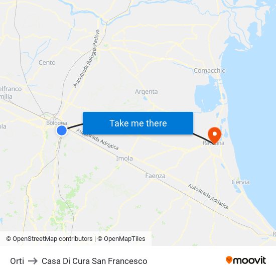 Orti to Casa Di Cura San Francesco map