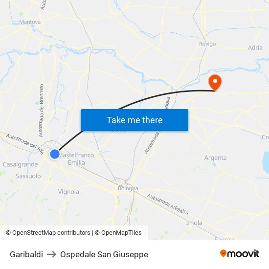 Garibaldi to Ospedale San Giuseppe map