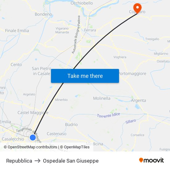 Repubblica to Ospedale San Giuseppe map