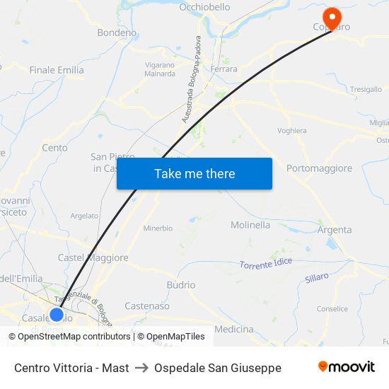 Centro Vittoria - Mast to Ospedale San Giuseppe map