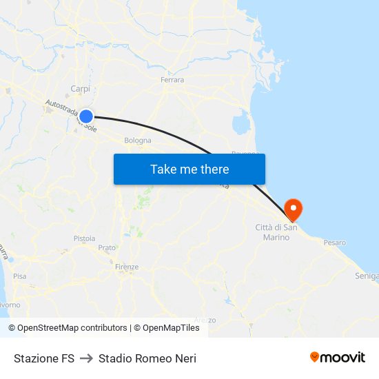 Stazione FS to Stadio Romeo Neri map