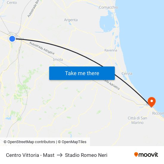 Centro Vittoria - Mast to Stadio Romeo Neri map