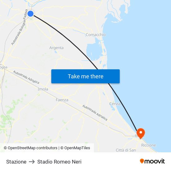 Stazione to Stadio Romeo Neri map