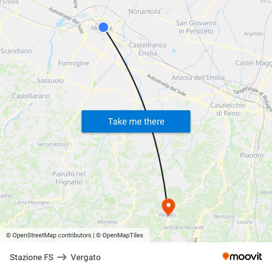 Stazione FS to Vergato map