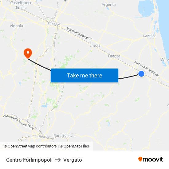 Centro Forlimpopoli to Vergato map