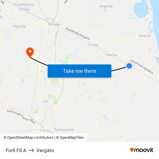 Forli FS A to Vergato map