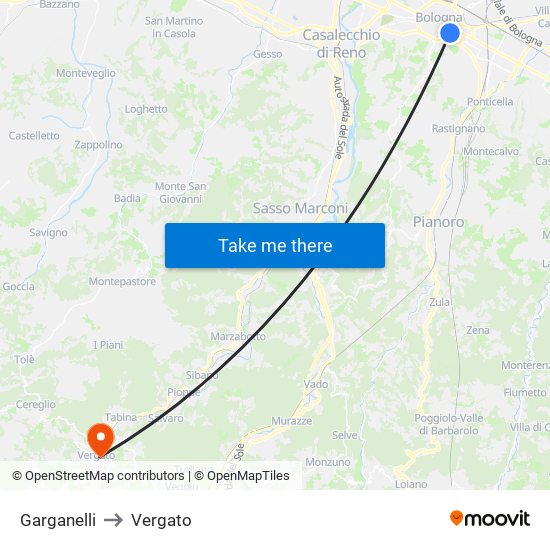 Garganelli to Vergato map