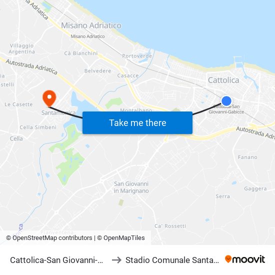 Cattolica-San Giovanni-Gabicce to Stadio Comunale Santamonica map
