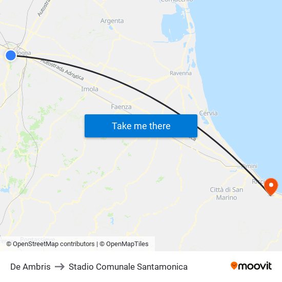 De Ambris to Stadio Comunale Santamonica map