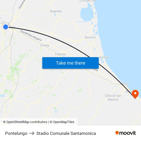 Pontelungo to Stadio Comunale Santamonica map