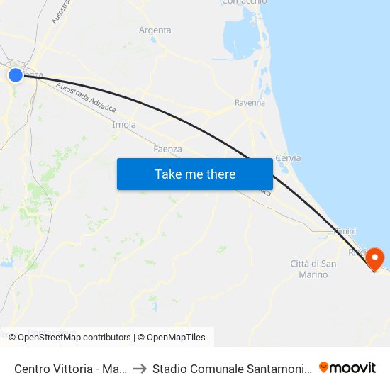 Centro Vittoria - Mast to Stadio Comunale Santamonica map