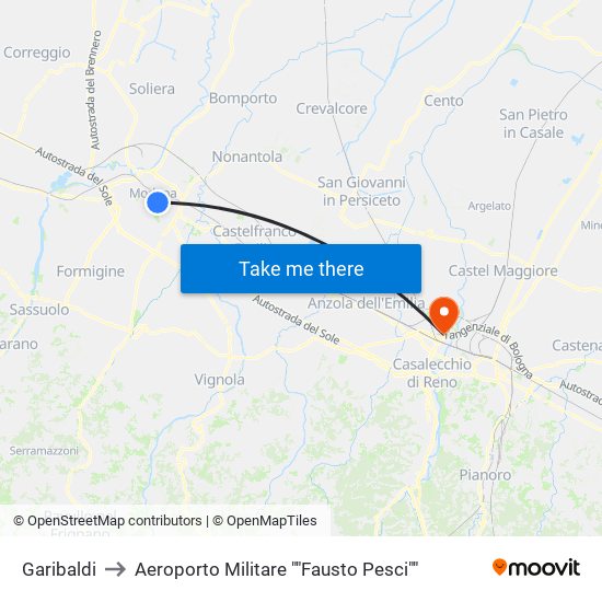 Garibaldi to Aeroporto Militare ""Fausto Pesci"" map