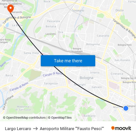 Largo Lercaro to Aeroporto Militare ""Fausto Pesci"" map