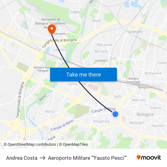 Andrea Costa to Aeroporto Militare ""Fausto Pesci"" map