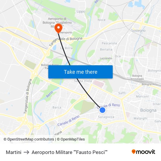Martini to Aeroporto Militare ""Fausto Pesci"" map