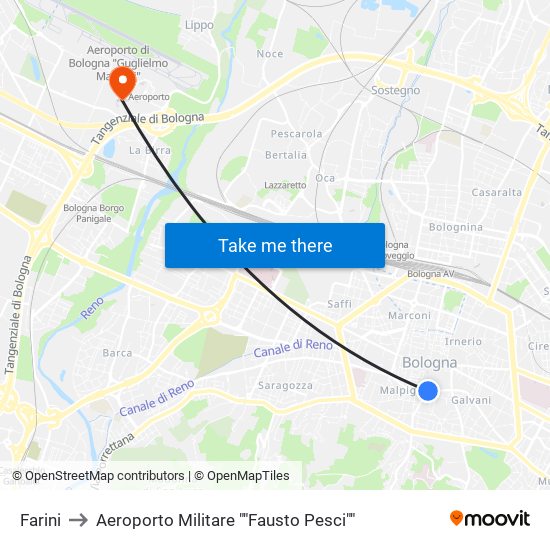 Farini to Aeroporto Militare ""Fausto Pesci"" map