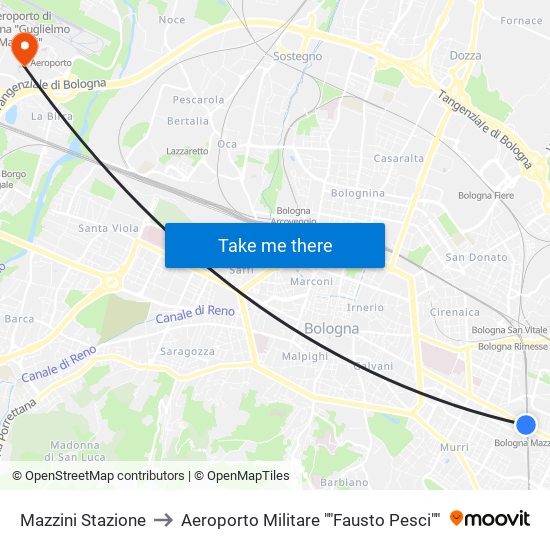 Mazzini Stazione to Aeroporto Militare ""Fausto Pesci"" map