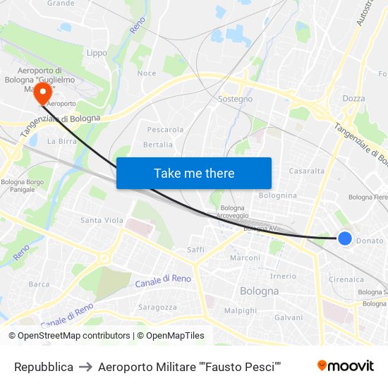 Repubblica to Aeroporto Militare ""Fausto Pesci"" map