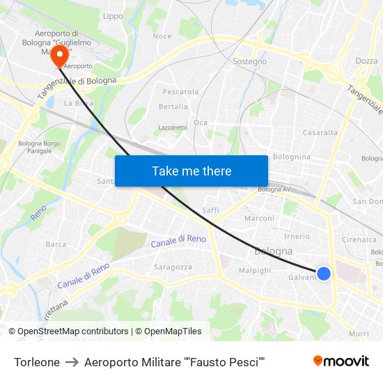 Torleone to Aeroporto Militare ""Fausto Pesci"" map