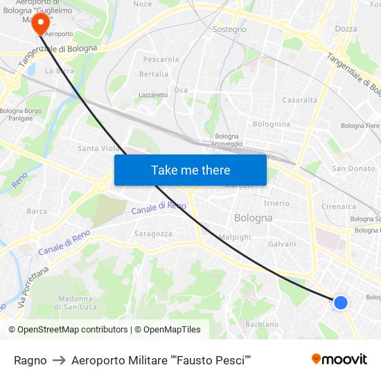 Ragno to Aeroporto Militare ""Fausto Pesci"" map