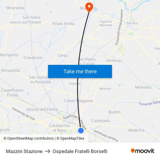 Mazzini Stazione to Ospedale Fratelli Borselli map